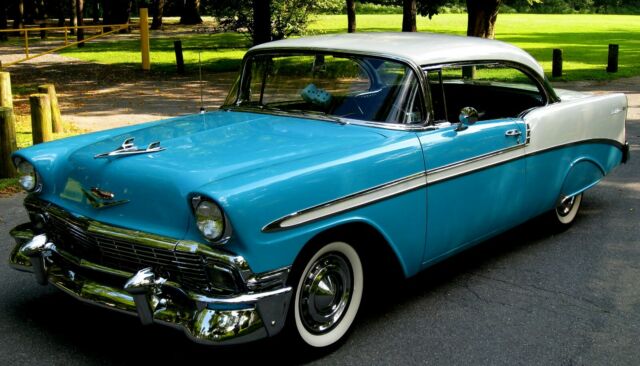 1956 Stunning 2 Door Hardtop,Turquoise/India Ivory,PS,PDB,Rebuilt 265 V-8,700 R4 1956 Chevrolet Bel Air/150/210 Bel Air 2 door Hardtop