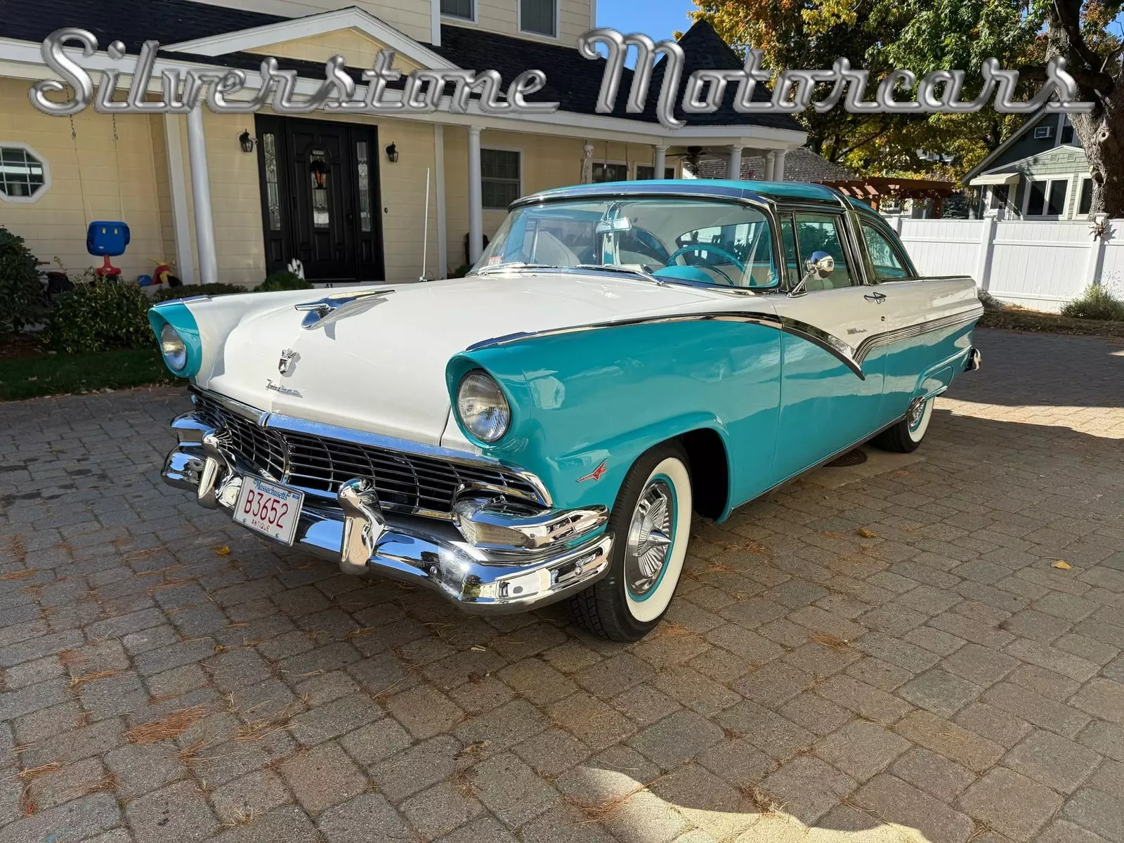 1956 Turquoise and White, 302cid, AC, Power Steering, Power Brakes 1956 Ford Fairlane Victoria Tudor Sedan