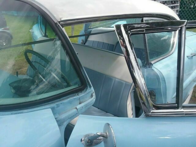 1957 Cadillac DeVille sedan 4 door hardtop robin egg blue white top all - photo 2