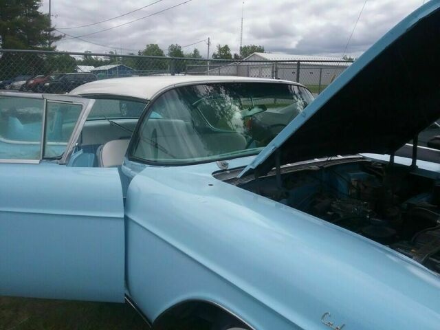 1957 Cadillac DeVille sedan 4 door hardtop robin egg blue white top all - photo 4