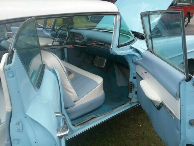 1957 Cadillac DeVille sedan 4 door hardtop robin egg blue white top all - photo 7