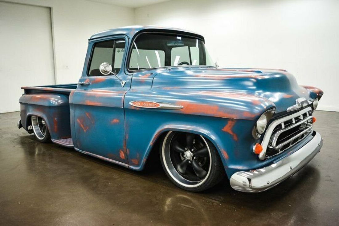 1957 Chevrolet 3100 3245 Miles Blue & Red Patina Pickup Truck Crate 350 V8 Turb 1957 Chevrolet Other Pickups