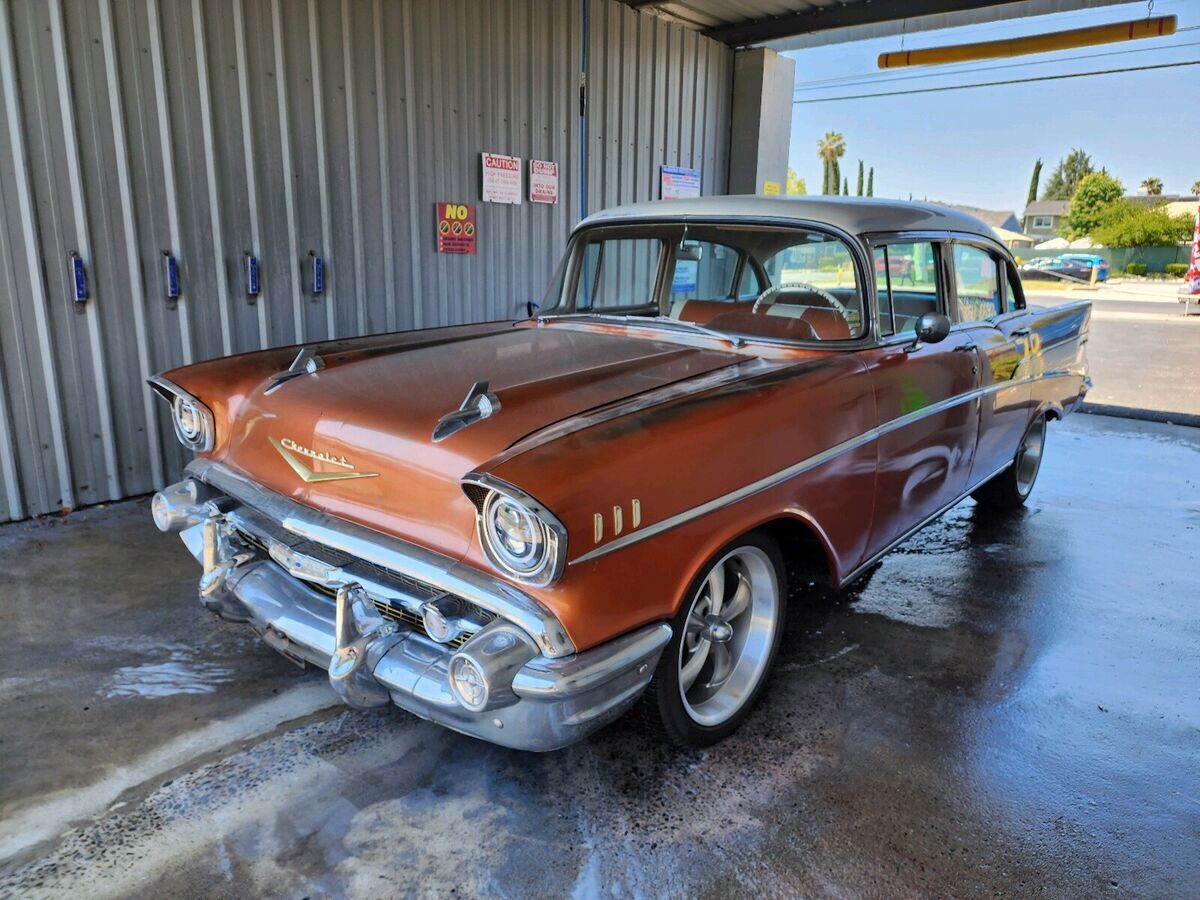 1957 Chevrolet Bel Air 210/Sedan Bronze/White RWD Manual -NO RESERVE !! 1957 Chevrolet Bel Air/150/210