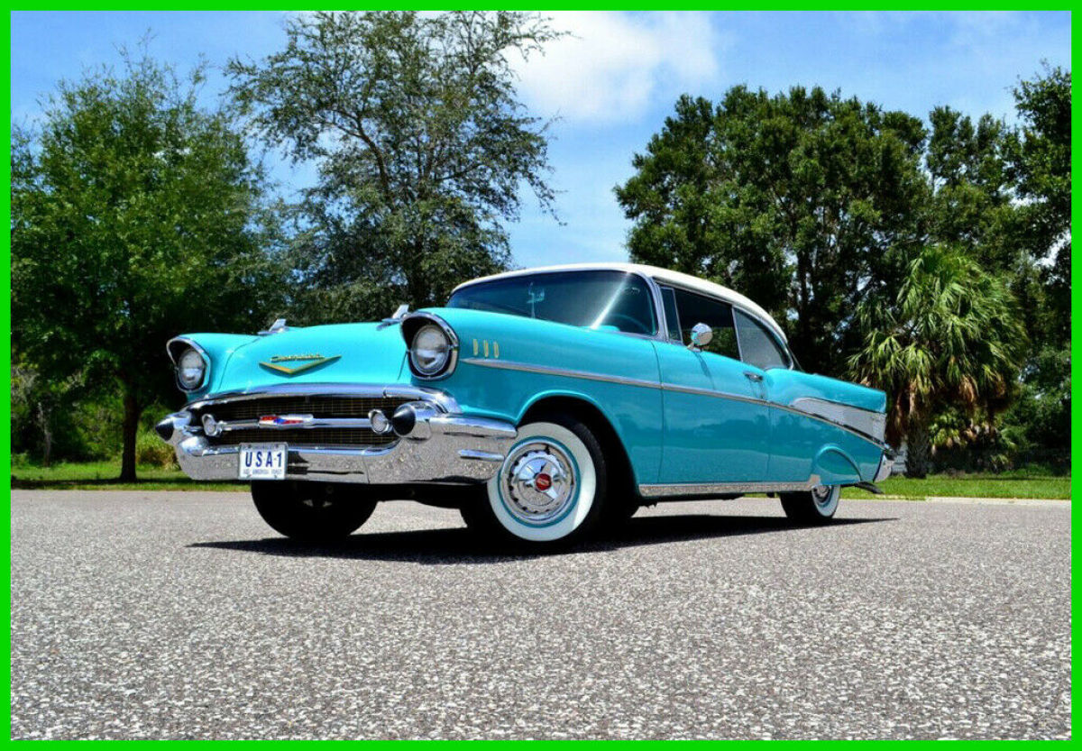 1957 Chevrolet Bel Air 283 V8 Automatic power disc brakes power steering 1957 Chevrolet Bel Air/150/210 Two tone Indian Ivory & Tropical Turquoise