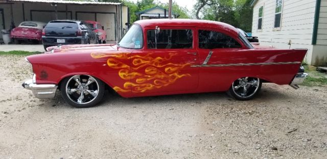 1957 chevy bagged,custom,daily driver,hot rod SBC 327,custom flames 1957 Chevrolet Bel Air/150/210 150