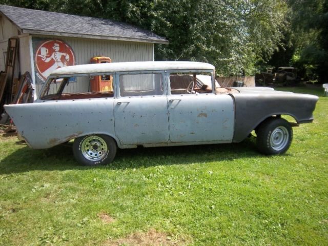 1957 Chevy Belaire 210 wagon Body and Frame w/Gasser nose and extra parts 1957 Chevrolet Bel Air/150/210