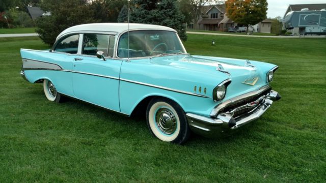 1957 Chevy- Larkspur Blue, India Ivory, and Harbor Blue- Frame Off- 283 Auto 1957 Chevrolet Bel Air/150/210 Bel Air