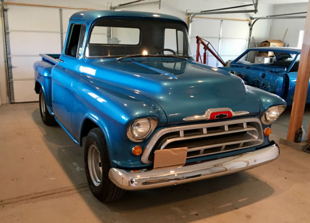 1957 chevy other pickups shortbed stepside: 350 V8: saginaw 4spd 1957 Chevrolet Other Pickups 3100 1/2 ton