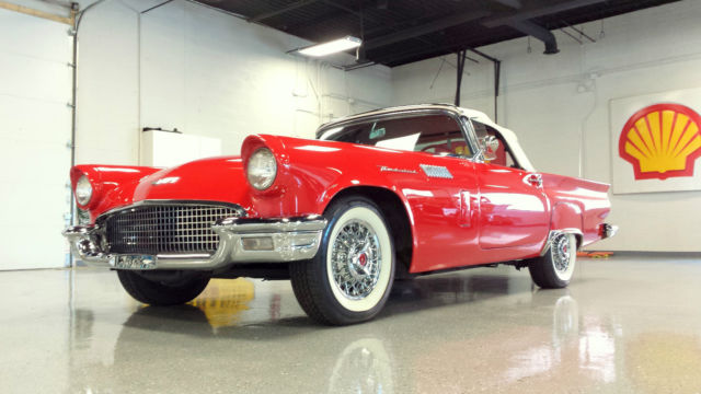 1957 Ford Thunderbird - FLAME RED CONVERTIBLE -KELSEY WIRE WHEELS - V-CODE 1957 Ford Thunderbird
