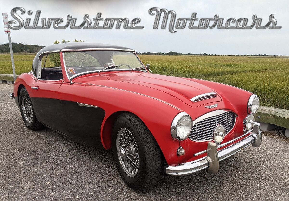 1957 Red and Black 4 Speed Overdrive Softop Curtains 1957 Austin Healey 100/6 Roadster