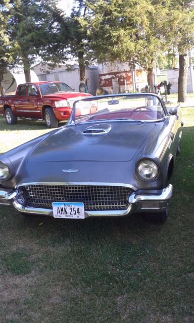 1957 Thunderbird, 312 manual o/d, all orig., grey with red interior, both tops 1957 Ford Thunderbird