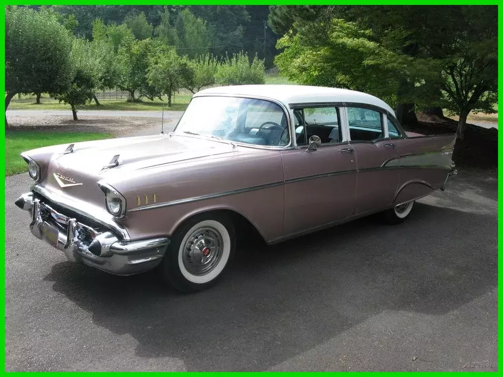 1957Chevrolet Bel-Air Powerglide Dusty Rose Exterior 1957 Chevrolet Bel Air/150/210 Numbers Matching 4Dr Sedan