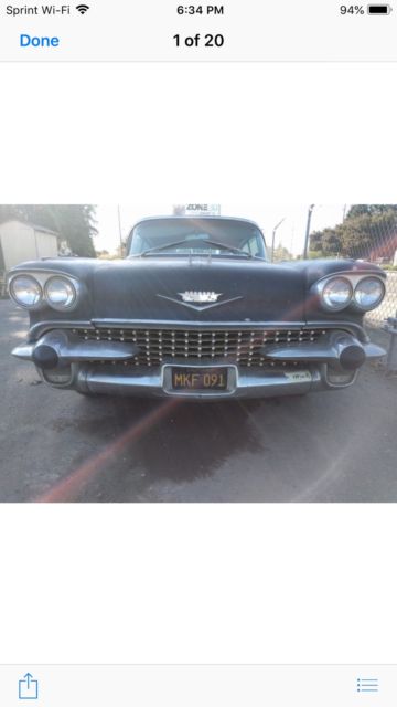 1958 Cadillac Sedan DeVille, 1956 Packard Super Clipper, 1939 truck, boat 1958 Cadillac DeVille