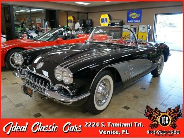 1958 Chevrolet Corvette 2x4bbl 9999 Miles Tuxedo Black w/ Silver Coves 2x4bbl 2 1958 Chevrolet Corvette 2x4bbl