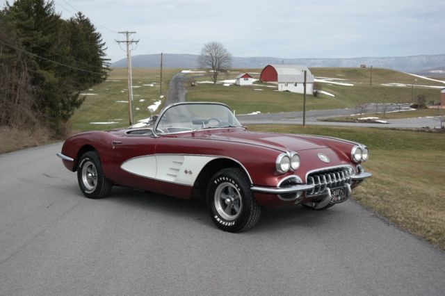 1958 Corvette Convertible *Burgandy/Black*HardtopOnly*GreatDriver* 1958 Chevrolet Corvette 1958 Corvette Burgandy/Black Convertible Driver