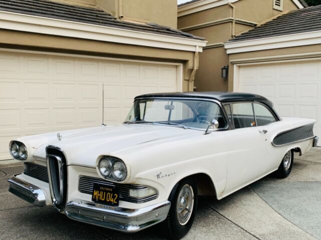 1958 EDSEL RANGER 2DR HT E400 MANUAL TRANSMISSION UNRESTORED SURVIVOR CA CAR 1958 Edsel Ranger N WHITE VINYL/BLACK CLOTH