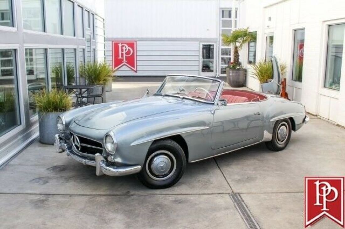 1958 Mercedes-Benz 190SL Roadster, Silver-Grey on Rose 1958 Mercedes-Benz 190-Series Roadster