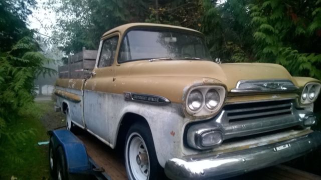 1959 chevrolet apache fleetside with BBW factory V/8 easy project truck 1959 Chevrolet Other Pickups chrome