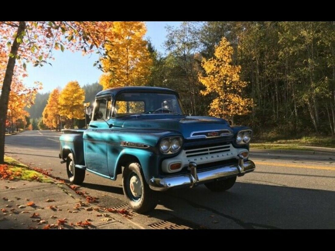 1959 Chevrolet Apache Stepside Truck 81,000 Miles Blue Pickup 4 Speed Manual Tra 1959 Chevrolet Other Pickups Stepside Truck