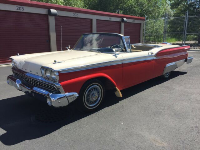 1959 FORD FAIRLANE 500 SKYLINER RETRACTABLE Red/ColonialWhite w/Continental Kit! 1959 FORD FAIRLANE 500 SKYLINER RETRACTABLE