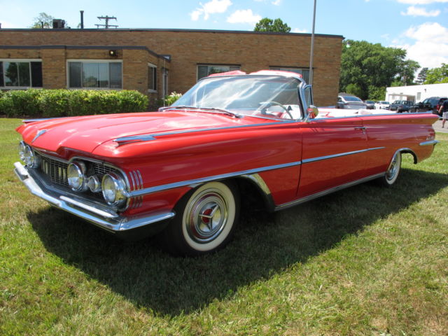 1959 Oldsmobile 98 Convertible Coupe Cardinal Red with Tri Color Red/White/Gray 1959 Oldsmobile Ninety-Eight