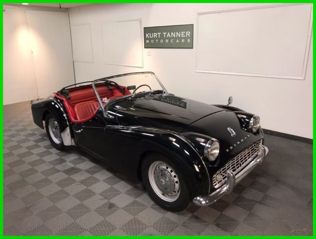 1959 TRIUMPH TR3A SPORTS ROADSTER. BLACK WITH RED TRIM. NICE DRIVER. 31,752 MILE 1960 Triumph TR3 TR3A Roadster, 4-Seed