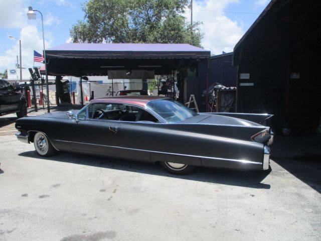 1960 CADILLAC DEVILLE 2 DOOR HARD TOP MAT BLACK WHITE WALLS SLAMMED HOT ROD 1960 Cadillac DeVille
