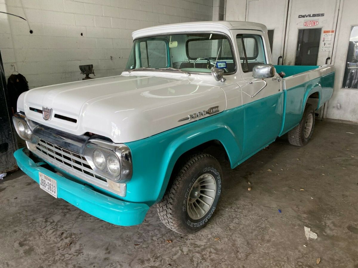 1960 Ford F-100 VIN F10C0K49214 Fresh Paint Runs Great! 8' Bed Uni-body 1960 Ford F-100