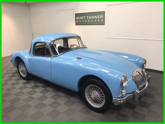 1960 MGA 1600 MK1 COUPE. IRIS BLUE GROUND-UP RESTORATION WITH ONLY 85 TEST MILES 1961 MG MGA 1600 MK1 COUPE. IRIS BLUE / NAVY BLUE TRIM. GRAY CARPETS. WIRES