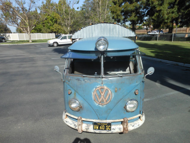 1960 Volkswagen Bus/Vanagon OG Patina Dove Blue Paint w/ Logos & Dual Treasure - photo 3
