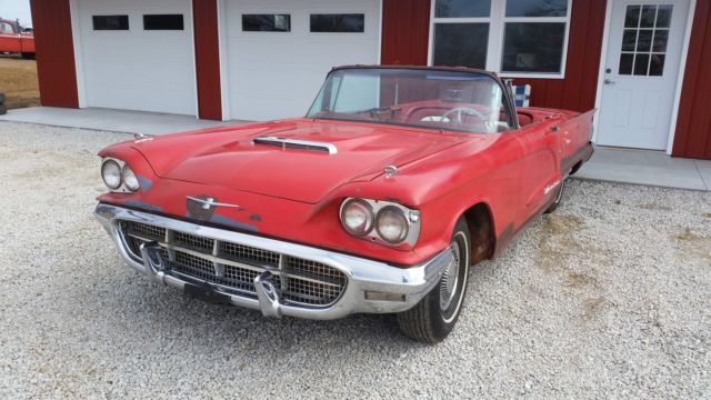 1960 Thunderbird Convertible. Solid, complete, runs, 352, A/T, P/S, P/B 1960 Ford Thunderbird Red