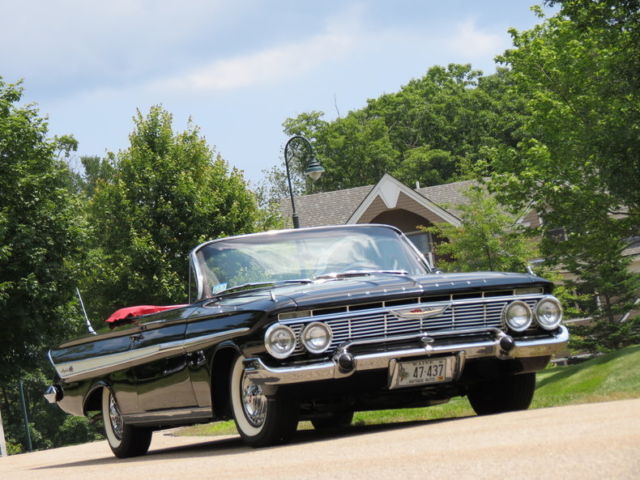1961 Black Impala 348ci/280hp Tri-Power 4 Speed Convertible PW & Top 1961 Chevrolet Impala