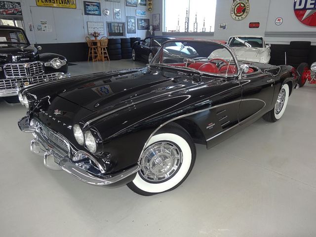 1961 Chevrolet Corvette Black Red Convertible Vette Dual Quads Straight Axle 1961 Chevrolet Corvette Dual Quads