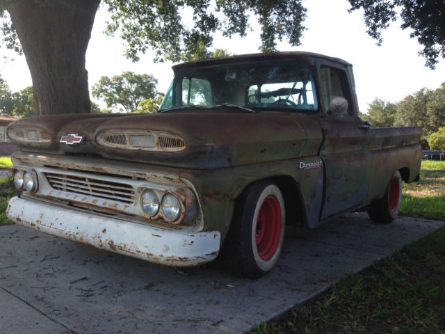 1961 Chevy Apache C-10 RAT ROD Tractor Service Pick up Truck + Clinton Mower '61 1961 Chevrolet C-10 Apache