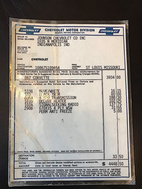 1961 Chevrolet Corvette 283 4SPD CONVERTIBLE - photo 3