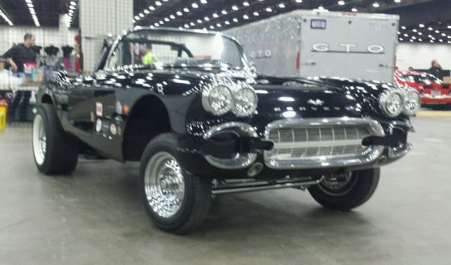 1961 Corvette Gasser Straight Axle Drag Car Black on Black Solid Lifter 4 Speed 1961 Chevrolet Corvette