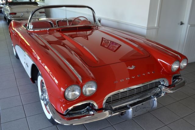 1961 Corvette, Roman Red with red interior, white coves, matching #s 283-270 HP 1961 Chevrolet Corvette