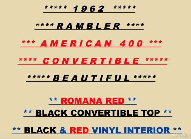 1962 AMC Rambler American 400 Rambler American 400 Convertible / Restored - photo 3