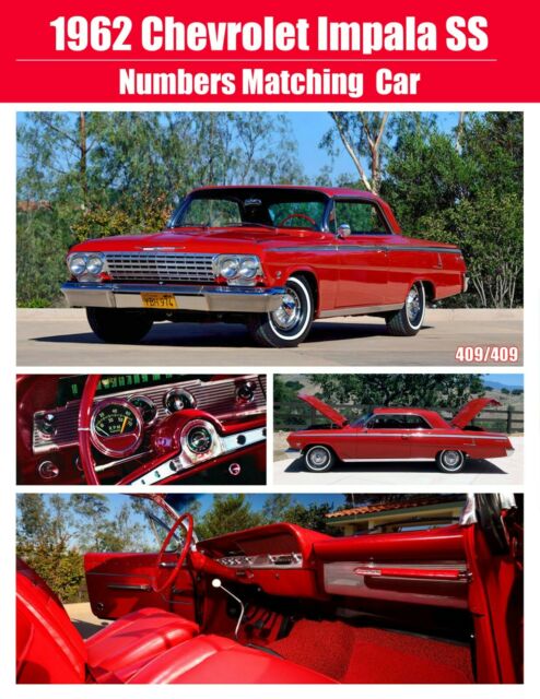 1962 Chevrolet Impala SS 409/409 HP 4-Speed, Numbers Matching Car, Roman Red 1962 Chevrolet Impala Super Sport