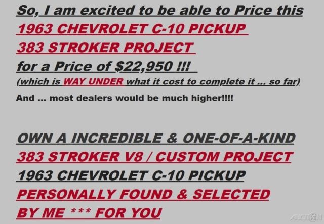 1963 Chevrolet C-10 Custom / C10 / 383 Stroker Project - photo 5