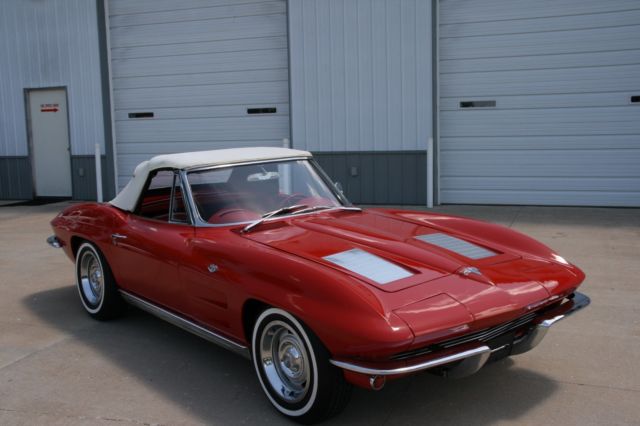 1963 CORVETTE #'S MATCHING 300HP 4 SPEED RIVERSIDE RED ON RED 1963 Chevrolet Corvette ORIGINAL