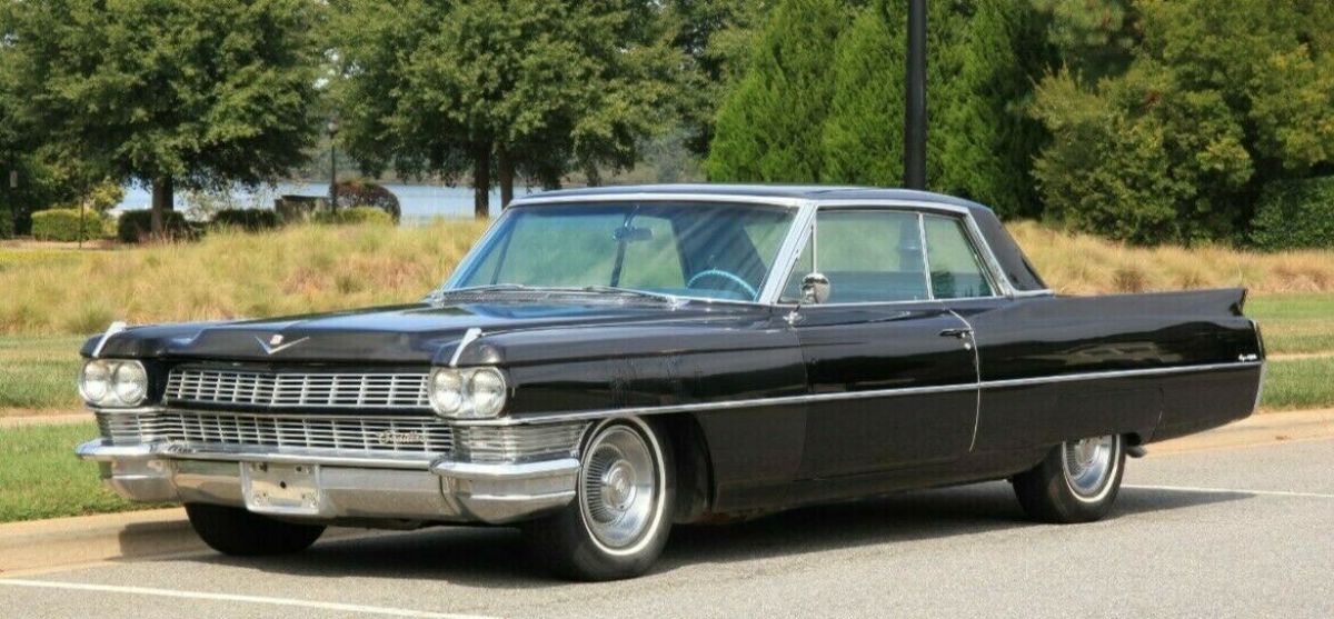 1964 BLACK CADILLAC COUPE DEVILLE, original paint (except LF fender) 1964 Cadillac DeVille 2 door