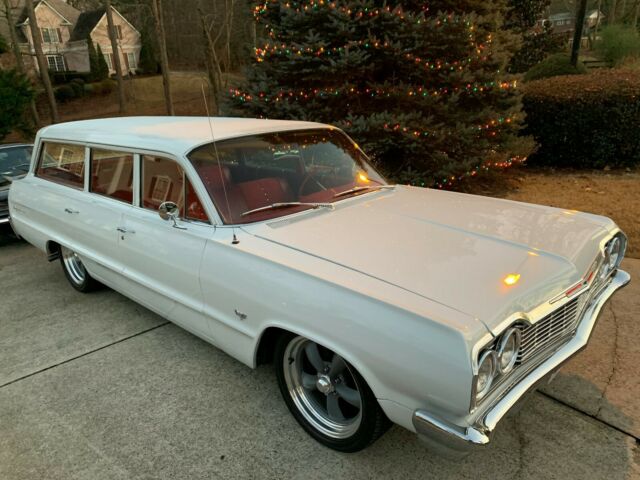 1964 Chevy Impala Wagon Rare 9 passenger White with Gorgeous Red interior 1964 Chevrolet Impala