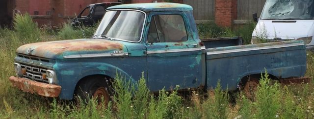 1964 F-100 Pickup Truck V-6 Standard Rusted Out Parts or Decor Only Vintage 1964 Ford F-100