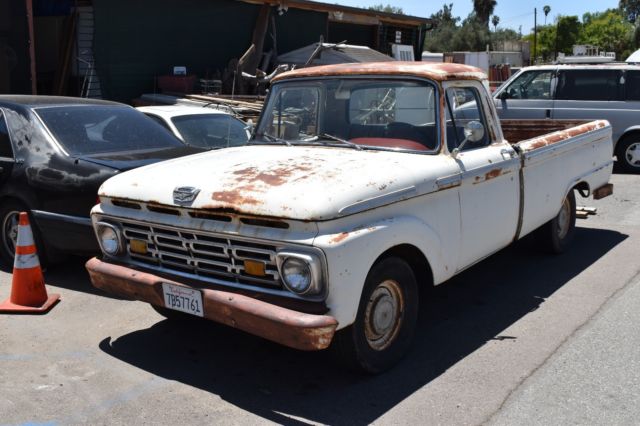 1964 Ford F100 Custom Cab Pickup Truck 292 V8 3 Speed Great restoration project 1964 Ford F-100 Custom Cab