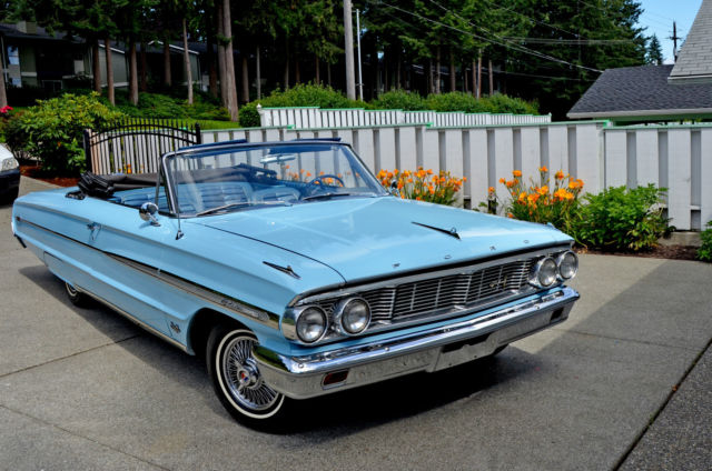 1964 Ford Galaxie 500 Convertible 4 Speed Manual Transmission Skylight Blue 1964 Ford Galaxie