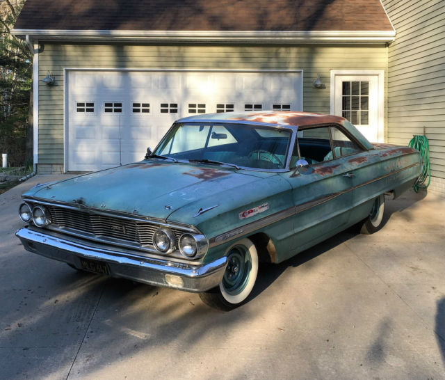 1964 Ford Galaxie 500 hard top patina rat rod super stocker black plate car 1964 Ford Galaxie