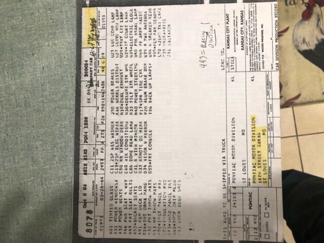 1964 PONTIAC GRAND PRIX 421 H,O, EXECTIVE TEST CAR 1964 Pontiac Grand Prix