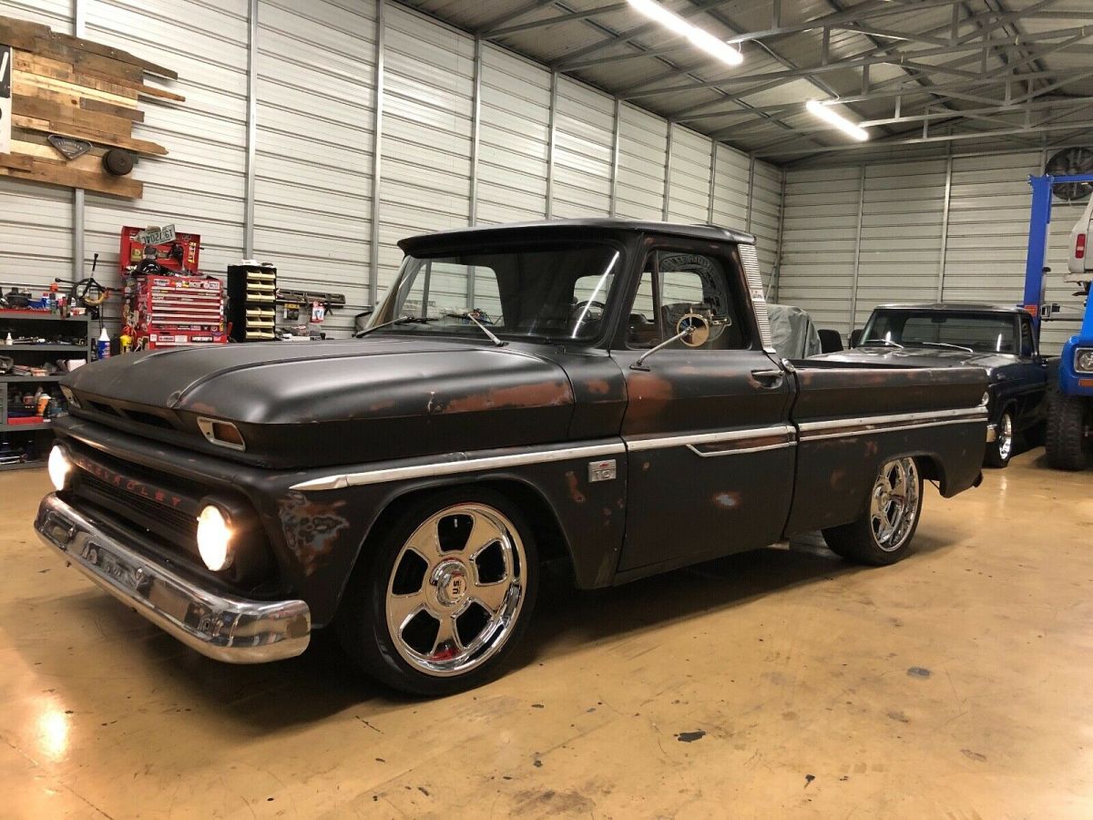 1965 Chevy C10 Black Patina Pro Touring Lowered V8 4speed on the floor Short Bed 1965 Chevrolet C-10