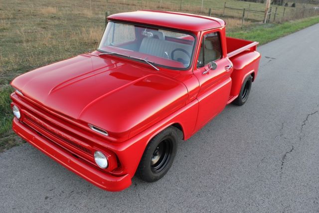 1965 Chevrolet C-10 Red Slick Slammed Shop Truck 4 wheel Disc - photo 2